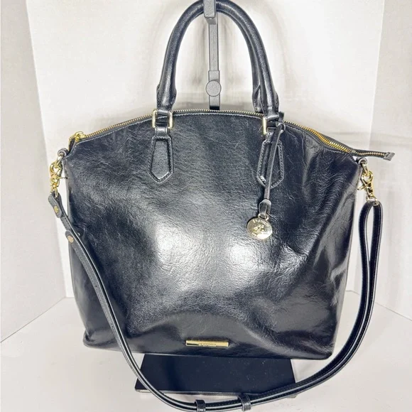 Brahmin Duxbury Satchel Black Charleston Leather Zip Top handle crossbody - Picture 12 of 14